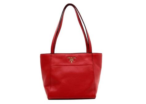 Prada Vitello Phenix Tote Red in Leather with Gold